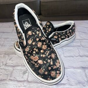 Vans Flowered Girls Slip-on Sneakers- Size 13 - Great Condition!